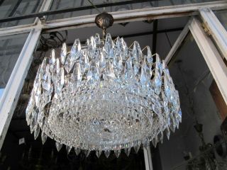 Antique Vnt Huge Austrian Real Swarovski Crystal Chandelier Lamp 1940 