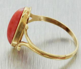 Vintage Estate 14k Solid Yellow Gold Angel Skin Coral Cocktail Ring 2