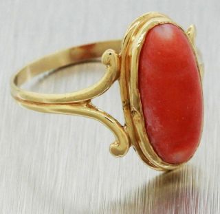 Vintage Estate 14k Solid Yellow Gold Angel Skin Coral Cocktail Ring 3