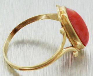 Vintage Estate 14k Solid Yellow Gold Angel Skin Coral Cocktail Ring 4