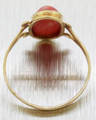 Vintage Estate 14k Solid Yellow Gold Angel Skin Coral Cocktail Ring 5