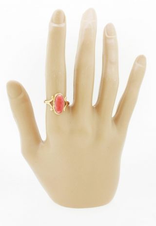 Vintage Estate 14k Solid Yellow Gold Angel Skin Coral Cocktail Ring 6