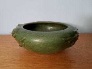 Bowl PETERS REED Art Pottery VINES PERECO Matte GREEN Arts & Crafts Mission Vtg 4