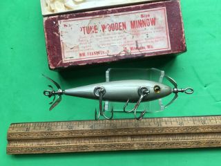 Vintage NEVERFAIL MINNOW LURE PFLUEGER SILVER EX, 4