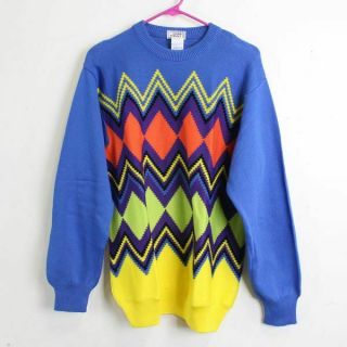 Authentic Vintage Gianni Versace Men Multi Color Sweater 1980s 1990s Italy Sz 52