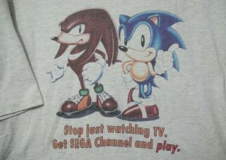 Sega Channel Vintage T Shirt Sonic Knuckles Xl Single Stitch Play Tv Oneita Rare