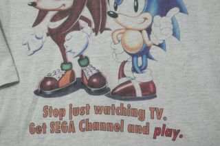 Sega Channel Vintage T Shirt Sonic Knuckles XL Single Stitch Play TV Oneita RARE 5