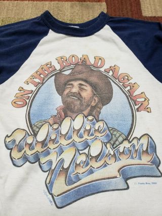 1980 Willie Nelson Concert T - Shirt On The Road Again Country Music Vintage Texas