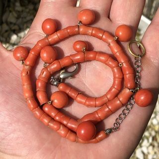 Unusual Heavy Vintage Natural Coral Necklace - 40.  6g