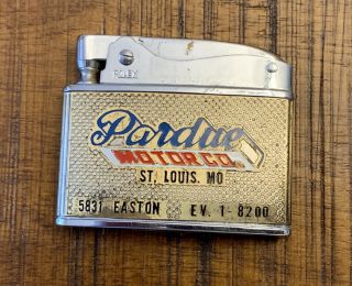 Vintage 1950s Pardue Motor Co.  Rolex Lighter Imperial Plymouth Chrysler St Louis