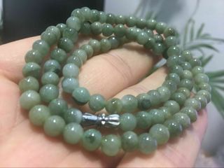 5.  5mm 100 Natural A Green Emerald Jade Beads Necklace Have Certificate0663