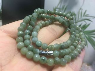 5.  5mm 100 Natural A Green Emerald Jade Beads Necklace Have certificate0663 2