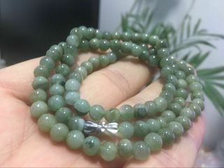 5.  5mm 100 Natural A Green Emerald Jade Beads Necklace Have certificate0663 3