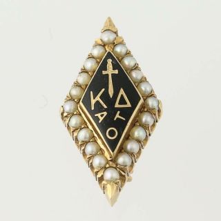 Kappa Delta Badge - 14k Yellow Gold Pearls Vintage Sorority Pin Greek Society