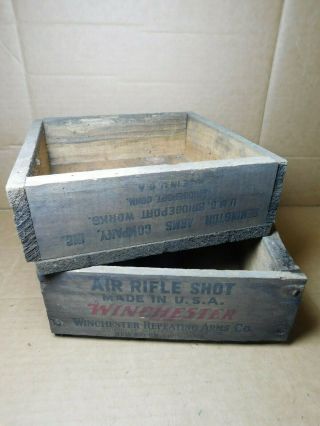 Two (2) Wooden Winchester Repeating Arms Co.  Remington Air Rifle Shot Boxes