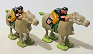 Vintage 2 Race Horse & Jockey Plastic Ramp Walker Made In Hong Kong