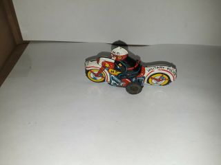 Vintage Tin Toy Friction Military Police Motorcycle Japan