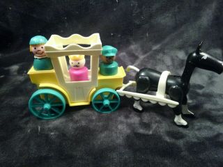 Fisher Price Family Castle Carriage With Horse And People