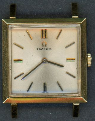 Vintage 18k Gold Omega Heavy Square Case Watch 620 Movement Estate Find