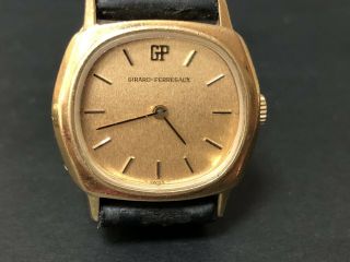 Authentic Vintage Girard - Perregaux Hand Wind Gold Plated Gold Dial Watch R6