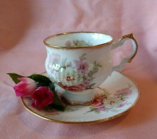 Vintage Elizabethan Pink Flowers Bone China Tea Cup & Saucer England Pretty