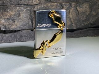 3D GOLDEN CHAIN LINK ZIPPO - WITH FLIGHT CASE - LTD EDITION - VERY RARE - 1998 2