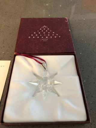 1991 Swarovski Crystal Christmas Ornament W/original Box&cert - Rare