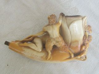 RARE Antique Meerschaum Pipe NUDE FIGURE WITH PAN LARGE 2