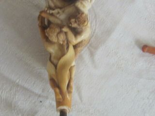 RARE Antique Meerschaum Pipe NUDE FIGURE WITH PAN LARGE 4