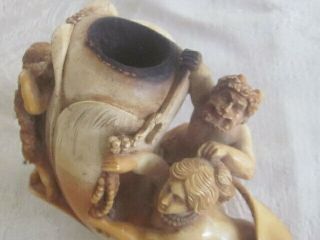 RARE Antique Meerschaum Pipe NUDE FIGURE WITH PAN LARGE 7