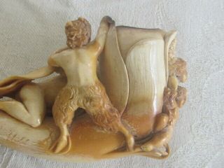 RARE Antique Meerschaum Pipe NUDE FIGURE WITH PAN LARGE 9