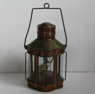 Vintage Brass Hanging Viking Oil Lamp / Lantern - Large - Maritime / Nautical