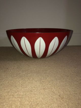 Rare Vintage True Red Cathrineholm Enamelware Lotus Bowl 11 " (28 Cm)