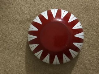 Rare Vintage True Red Cathrineholm Enamelware Lotus Bowl 11 