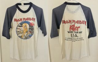 Vintage Pre - Owned Iron Maiden " Killer " World Tour 1982 Raglan Shirt