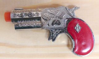 Vintage 1960s Leslie Henry Red Gripped Paladin,  Maverick Derringer Toy Cap Gun