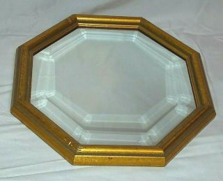 Vintage Transart Industries Octagon Beveled Glass Mirror,  Goldtone Wood Frame