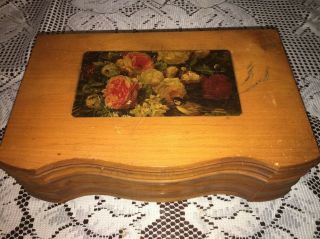 Vintage Wood Dresser Box Dovetailed With Mirror Neat Old Box