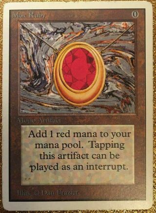 Mtg Unlimited Mox Ruby Power 9 Magic The Gathering Played