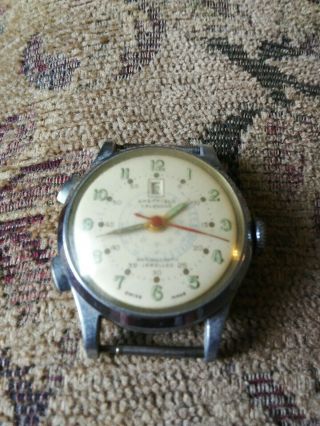 Vintage Larg Antique Wwii World War Ii Military Sheffield Chronograph Mens Watch