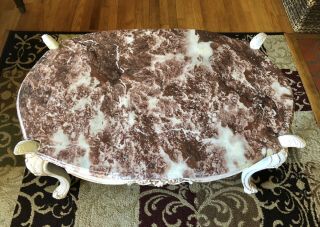 Coffee Table - Pink Marble Top/Vintage White 3