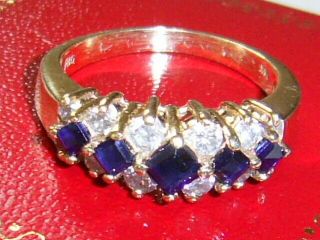 Heavy Solid 14ct Gold Sapphire & Diamond Ring Size P / O Boxed Cost £580