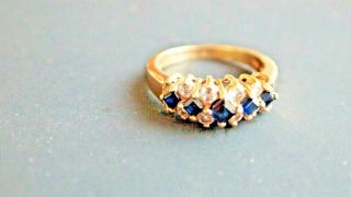 HEAVY SOLID 14CT GOLD SAPPHIRE & DIAMOND RING SIZE P / O BOXED COST £580 4