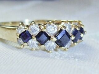 HEAVY SOLID 14CT GOLD SAPPHIRE & DIAMOND RING SIZE P / O BOXED COST £580 6