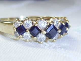 HEAVY SOLID 14CT GOLD SAPPHIRE & DIAMOND RING SIZE P / O BOXED COST £580 7