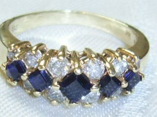 HEAVY SOLID 14CT GOLD SAPPHIRE & DIAMOND RING SIZE P / O BOXED COST £580 8