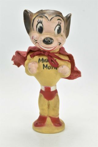 Vintage 1950s Terryton Mighty Mouse Rubber Character Doll Cape & Squeaker 08005