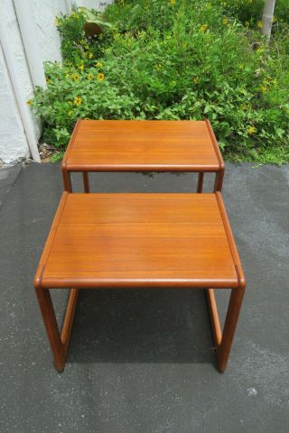 Danish Mid Century Modern Teak Nesting Side End Tables 9804 3