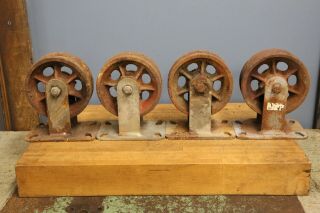 Vintage Hamilton Caster Wheels Cast Iron Industrial Cart Coffee Table Casters