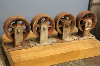 Vintage Hamilton Caster Wheels Cast Iron Industrial Cart Coffee Table Casters 3